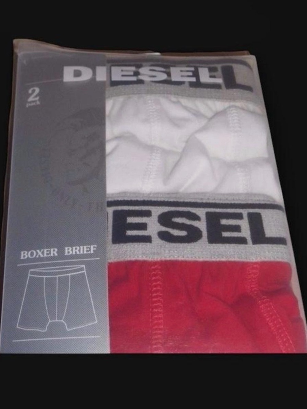 Diesel Men’s 2-Pack Boxer Briefs – White & Red size Small